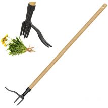 Autboom - Outil de désherbage à manche long - Design à tête en acier à 4 griffes - Éliminez facilement les mauvaises herbes sans vous pencher, tirer