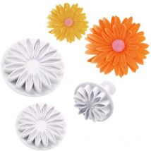 Outil de gaufrage pour fondant tournesol - Ensemble de décoration de gâteaux avec emporte-pièce - Décoration de gâteaux en pâte à sucre (tournesols)