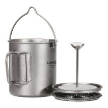 LIFCAUSAL Cafetière Titanium Lixada 750ml - Mug à Piston avec Couvercle pour Camping et Cuisine Outdoor