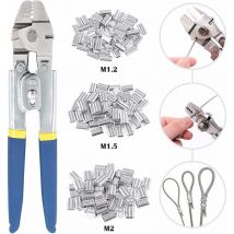 Laoa - Outil de sertissage pour cable métallique jusqu'à 2,2 mm avec 150 manchons de sertissage double barillet en aluminium de 3 tailles