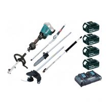 Makita - Outil Multifonctions 2x18V DUX60 + Taille haies + Perche élagueuse + Débroussailleuse + Rallonge + 4 batt 5Ah