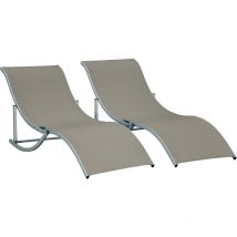 Outsunny - 2 tumbonas plegables tumbonas de jardín en forma de s con marco de aluminio texteline para piscina patio terraza 165x61x63 cm gris