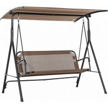 2-Sitzer Hollywoodschaukel Outdoor Gartenliege UV-beständig Hochwertiges Metallrohr winkeleinstellbar Braun - Outsunny