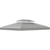 3x4m Gazebo Replacement Roof Canopy 2 Tier Top uv Cover Patio Light Grey - Outsunny
