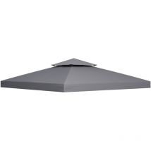 3(m) 2 Tier Garden Gazebo Top Cover Replacement Canopy Roof Deep Grey - Deep Grey - Outsunny