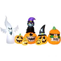 Outsunny - 8 ft Blow Up Halloween Inflatables Pumpkin Ghost and Cat Combo