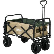 Carrello Da Giardinaggio 110l Con Maniglia Telescopica Cachi - Outsunny