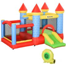 Castello Gonfiabile Gigante per Bambini con Piscina, Scivolo e Canestro - Outsunny