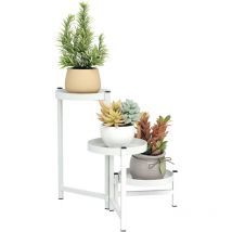 Outsunny - estantería para plantas plegable de 3 niveles soporte para plantas de metal con estantes redondos para interior y exterior 40x40x42 cm