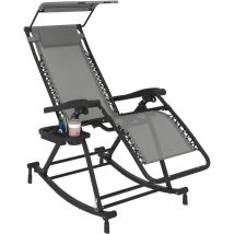 Outsunny - Folding Recliner Chair Outdoor Lounge Rocker Zero-Gravity Seat Grey