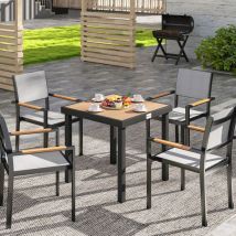 Outsunny Gartentisch Kunststoff 78 X 78 X 74 Cm Wetterfest Aluminiumrahmen, Buffettisch Campingtisch Für 4 Personen Balkontisch Terrassentisch Outdoor