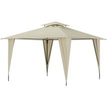 Outsunny Gazebo da Esterno 3.5x3.5m in Metallo con Doppio Tettuccio Beige