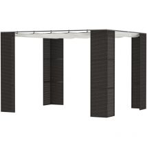 Outsunny Gazebo Pergola 3x3m con Tenda Scorrevole Struttura Metallo Rattan