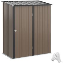 Outsunny - Gerätehaus 1,34 m² Geräteschrank mit Pultdach abschließbar Gartenhaus Geräteschuppen aus verzinkter Stahl 161,5 x 94,5 x 196 cm Braun