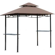 Grillpavillon Gartenzelt Grill Pavillon Balkonpavillon mit Ablagen Flammhemmendes Doppeldach Kaffeebraun 245 x 148 x 252 cm - Outsunny