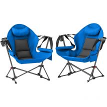 Outsunny - Hammock Camping Chair Set of 2, Adjustable Back Camp Chair, Blue
