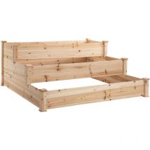 Lettino per Orto Rialzato 3 Livelli Fioriera in Legno - Outsunny