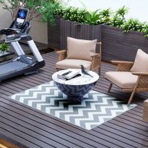 Outsunny - Outdoor Teppich Wetterfest Outdoorteppich Carpet Outdoor-Teppich für Wohnzimmer Balkon Garten Terrasse Bad Flur Küche 121x182cm