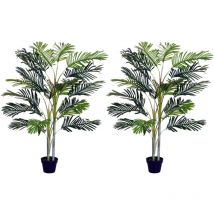 Outsunny - pack de 2 palmeras artificiales 150 cm plantas artificiales con maceta y 19 hojas decoración para interior hogar salón oficina verde