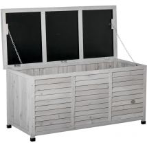 Panca Contenitore in Legno Cassapanca da Esterno Grigio - Outsunny