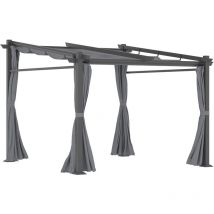 Outsunny - Terrassendach Pergola ca. 3x3m Terrassendachung Garten Pavillon Aluminium, Wandmontage, Gartenpavillon mit Verstellbares Dach, uv Schutz,