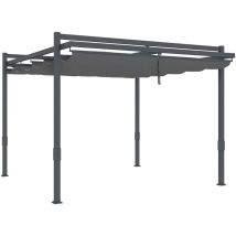 Outsunny - Pergola Pavillon ca. 3,5x3m Aluminium Stabil winterfest Sonnenschutz mit verstellbares Schiebedach freistehend Gartenpavillon