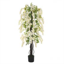 Glicine Bianco Sintetico Pianta Artificiale 165cm Interni ed Esterni - Outsunny