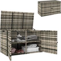 Outsunny - Rattan Auflagenbox 350L 2-Ebenne wetterfest Kissenbox mit Deckel Hebestangen Tragegriffe UV-beständig Gartenbox Aufbewahrungsbox