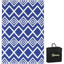Outsunny - Reversible Waterproof Outdoor Rug w/ Carry Bag, 182 x 274cm Dark Blue