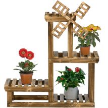 Scaffale Portavasi da Esterno a 4 Ripiani con Decorazione a Mulino - Outsunny