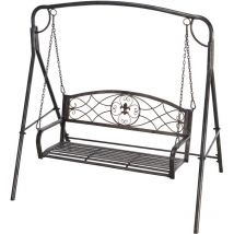 Gartenschaukel für 2 Personen, Hollywoodschaukel, Schaukelbank, Metall, Schwarz mit Goldtönen, 167 x 123 x 175 cm - Outsunny