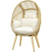 Sedia in Rattan a Uovo con Seduta Imbottita e Poggiatesta 88x85x143 cm - Outsunny
