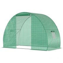 Outsunny Serra a Tunnel per Orto con Porta Avvolgibile e Finestre 1.5x3x2m