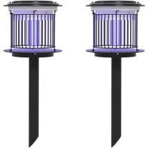 Set 2 Lampade Anti Zanzare da Esterno con Luce led e uv Ricarica Solare - Outsunny