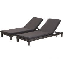 Outsunny - Set 2 Sdraio da Giardino Cuscino Imbottito Regolabile Grigio