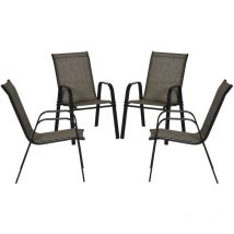 Set 4 Pz Sedie da Giardino Impilabili con Braccioli - Outsunny