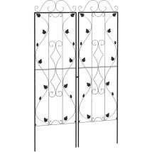 Outsunny - Set of 2 Metal Trellis for Climbing Plants, Leaf Design, 50 x 181cm