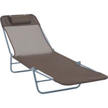 Outsunny Sonnenliege Klappbar Gartenliege Mit Kopfkissen Liegestuhl Verstellbar Mit 5-fach Campingliege Bis 120kg Belastbar Für Garten, Balkon Und 