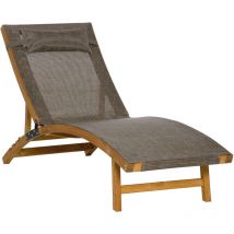 Outsunny - Sonnenliege, wetterbeständige Gartenliege, Liegestuhl mit verstellbarer Rückenlehne, Kopfkissen, für Schwimmbad, Balkon, bis 120 kg,
