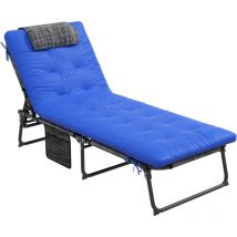 Outsunny - Sonnenliege klappbar Gartenliege mit Kopfkissen, Liegestuhl mit 4-Fach verstellbare Rückenlehne, wetterfeste Campingliege, Gartenstuhl bis