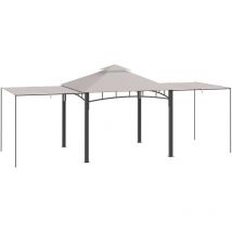 Gazebo da Esterno 3x3 m con Tenda Parasole Laterale Alto 288 cm Cachi - Outsunny