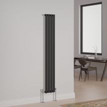 NRG - Designer Radiator Oval Column Central Heating Rads Vertical Single 1600x236mm Black