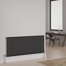 NRG Designer Radiator Oval Column Central Heating Rads Horizontal Single 600x1416mm Black