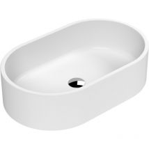 Balterley - Oval Matt Ceramic Countertop Vessel Without Overflow - 565mm - Matt White - Matt White