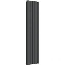 Lux Heat - Oval Vertical Radiator - Anthracite Grey - 1600 mm x 420 mm (Double)