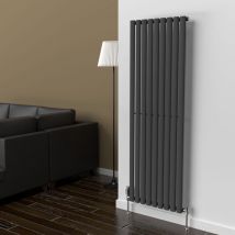 Lux Heat - Oval Vertical Radiator - Anthracite Grey - 1600 mm x 540 mm (Single)