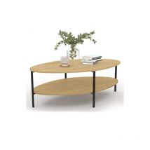 Idmarket - Ovaler Couchtisch mit doppelter Tischplatte detroit Industriedesign