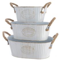 Ovaler Zinkeimer mit Seilgriff 3er Set