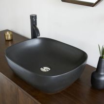 Ovales Waschbecken aus schwarzer Keramik