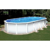 Planet Pool - Stahlwandpool ovalform Classic 730x375x120 cm, Stahl 0,4 mm weiß, Folie 0,3 mm blau, overlap